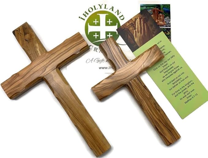 Olive Wood Cross from Bethlehem, Wall Hanging Wooden Cross, Confirmation Cross Gift, Baptism Gifts, Holy Wall Cross, Hand Made religious décor From the Holy Land (One X-Large10" x 6")