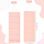 Tudomro Hanging Headband Holder for Girls Felt Hair Accessories Organizer with 60 Elastic Bands Bow Hanger for Girls Hair Bows Without Headbands(Plain Style,Pink)