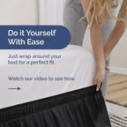 Wrap Around Dust Ruffle Bed Skirt - Black - Twin/Twin XL Size Beds with 21 Inch Drop - Easy Fit Elastic Strap - Adjustable Pleated Bedskirt w/Brushed Fabric - Wrinkle Free - Women, Men, Kids & Teens