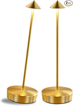2 Packs Gold Cordless Rechargeable Table Lamp 7200mAh Portable Touch Control Led Waterproof Golden Table Lamp for Bedroom Reading