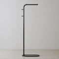 clothes rack,Modern clothing racks for hanging clothes,7-shaped coat rack Freestanding with Stable Oval Marble Base and 2 Hooks,small garment rack for Jackets, Coats, Hats(black)