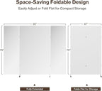 brisafe Full Length Stand Up Mirror on Wheels,75''×95'',Large Tri-Fold Floor Mirror with Stand,Movable 3-Way Full Length Standing Mirror for Gym, Dance Studio, Fitness Room, and Home (White)