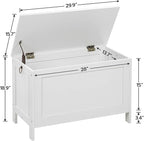 HOOBRO Toy Box, Retro Wooden Look Storage Chest with Safety Hinge, Entryway Storage Bench Supports 220 lb, 29.9 x 15.7 x 18.9 Inches Toy Chest Organizer, Easy Assembly (White) WT75CW01G1