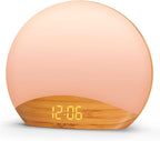 REACHER Wood Grain Sunrise Alarm Clock and Sound Machine Nightlight, Digital Dimmable Clock for Bedroom, 26 Sleep Sounds, White Noise Machine for Baby, Adults, Wake Up Light Alarm Clock for Kids