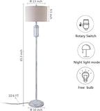 65" Vintage Floor Lamp with Night Light, Farmhouse Antique White Tall Standing Lamp with 2 Light Sources, Rustic Floor Lights for Living Room Bedroom Office Corner, Bulb Included