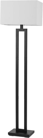 Globe Electric 67046 58" Floor Lamp, Matte Black Finish, White Linen Rectangular Shade, Modern Geometric Cutout Design, E26 Base