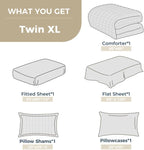 HYMOKEGE Dark Green/Sage Green Twin XL Comforter Set Seersucker 5 Pieces, All Season Luxury Bed in a Bag for Bedroom, Bedding Set with Comforter, Sheets, Pillowcase & Sham