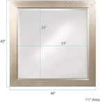 Howard Elliott Millenium Hanging Square Mirror for Wall, Beveled Edges Mirror with Silver Leaf Finish, Accent Mirror Home Décor Vanity Mirrors for Living Room & Entryway, 40 x 40 Inch