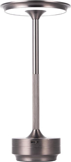 Rechargeable Cordless LED Table Lamps Touch Sensor Light, 3-Levels Portable Dimming Wireless Battery Operated Lamp，Nightstand Lamp/Night Light/Restaurant Table/Outdoor/Coffee/Bar (Grey)
