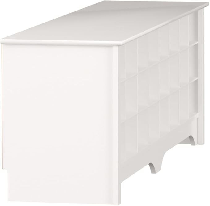 Prepac White Hall Bench with Storage and Seating: 24-Shoe Cubby Bench, Ideal White Shoe Rack for Entryway, Sized 15.5" D x 60" W x 20.25" H