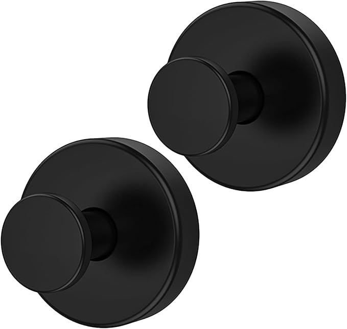 Removable & Reusable Suction Cup Hooks for Shower, Heavy Duty No-Drill Cup Hooks for Towels, Robes, Loofah–Wreath Hangers for Front Doors,Doors & Smooth Surfaces (Black, 2 Pack)