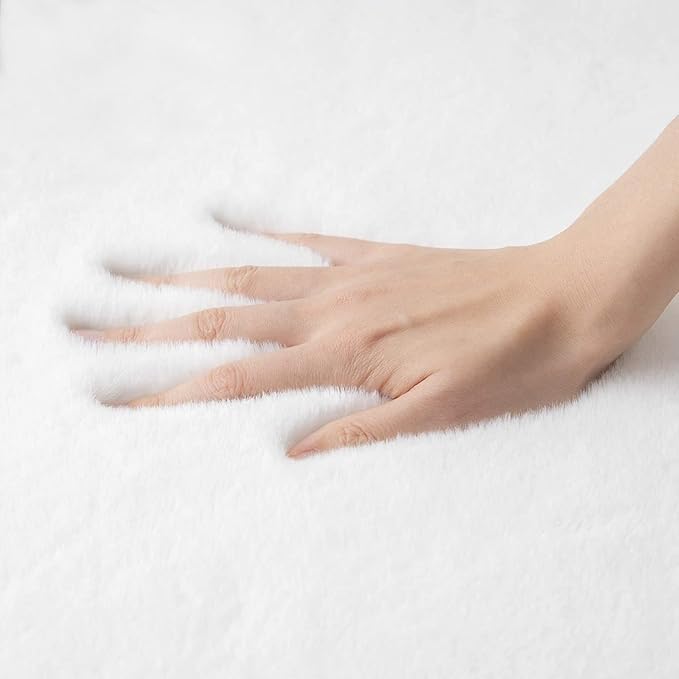 White Faux Rabbit Shaggy Fur Rug 4x6 Area Rugs for Living Room Washable Rugs Teen Room Bedroom Home Décor