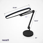 Neatfi XL 2,200 Lumens LED Task Lamp, 24W, 117 Pcs SMD LED, 23 Inches Ultra Wide Lamp, 4 Level Brightness Dimmable, Eye-Caring Light, Glare Free (Non-CCT with Base, Black)