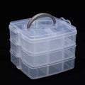 3-Tier Hair Accessories Storage Box, Clear Plastic Organizer with Handle, 5.9 x 5.9 x 5.1 in (Transparent, 5.9 x 5.9 x 5.1 in)