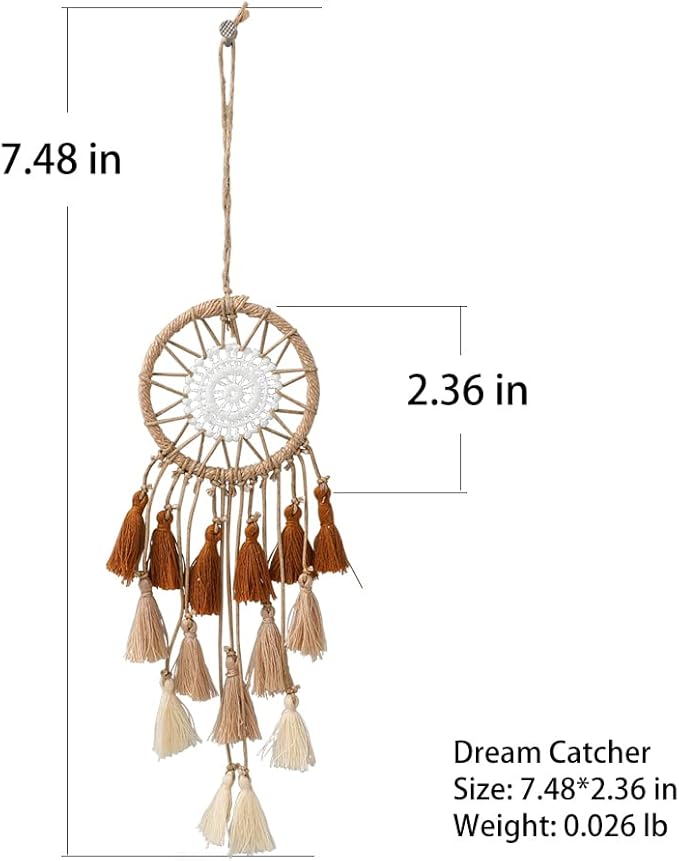 Artilady Small Dream Catcher for Cars - Bohemian Mini Dream Catchers for Cars Rear View Mirror Hanging Decoration (Orange)
