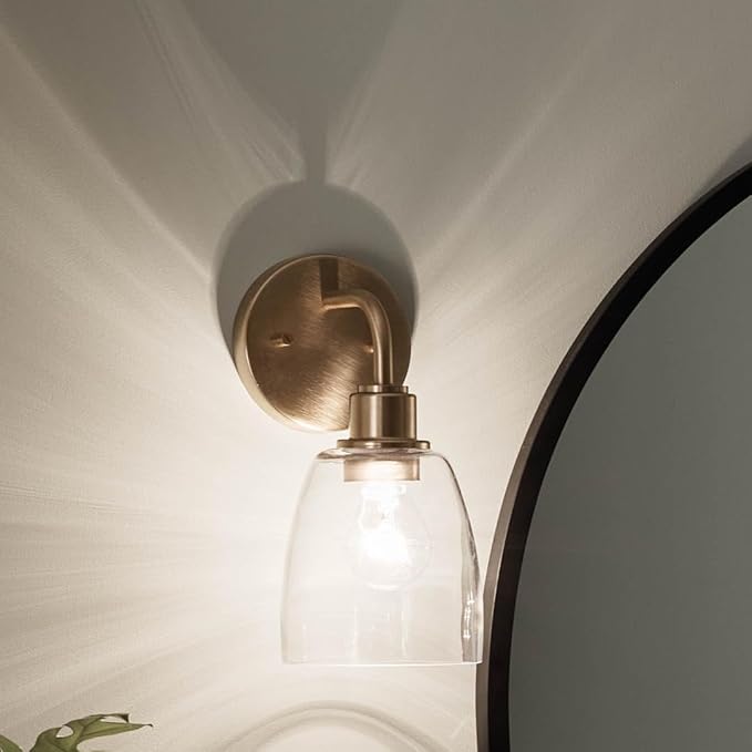 Kichler Meller 11.25 Inch Wall Light, 1 Light Exterior Wall Sconce in Champagne Bronze, (11.25" H x 5.5" W), 5100CPZ