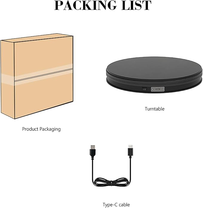 Turner Cup Display Stand,Rotating Display Stand Easy to Switch Direction, Spinning Platform , 360 Degree Motorized Photography Turntable for Jewelry, Shoes Display and Shooting, Lazy Susan (BK-250MM)