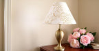Aspen Creative 58758, Hardback Empire Transitional UNO Lamp Shade, Cream Butterfly Pattern, 4" Top x 10" Bottom x 7" Slant Height, Slip UNO 33mm