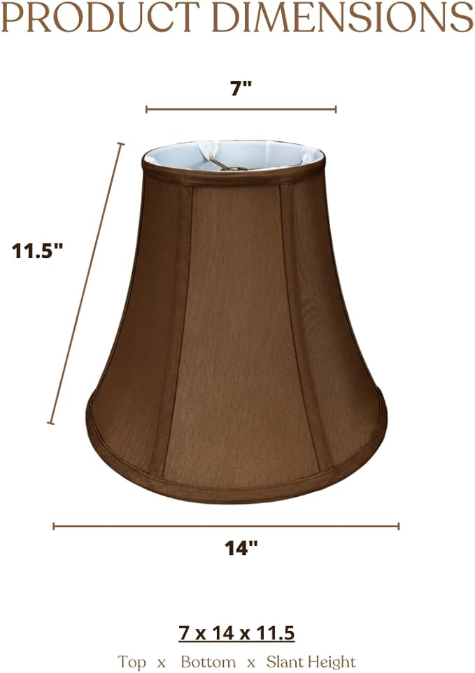 Royal Designs, Inc. BSO-704-14BR-2 True Bell Basic Lamp Shade, 7 x 14 x 11.5, Brown, 2-Pack