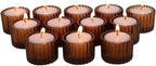 VOHO Amber Tealight Candle Holder Set of 12, 2'' x 1.4'' Glass Brown Small Votive Candle Holders Home Decoration, Clear Tealight Candles Holder for Table Centerpieces and Wedding Decor