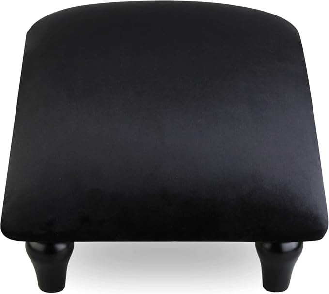 Small Foot Stool Ottoman with Stable Wood Legs Upholstered Footstool Padded Foot Rest Step Stool for High Beds Seat Chair Couch Sofa Patio Bedroom Living Room Office (5.9" H-Black)