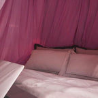 Kertnic Luxurious Bed Canopy for Girls & Adults - Double Layer Princess Canopy with Lace, Round Dome Mosquito Netting for Queen/King Bed Tent (Purple)