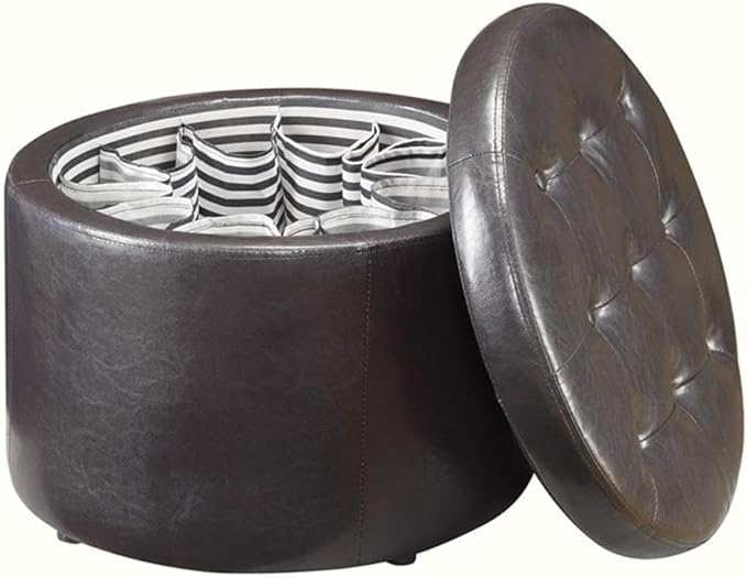 Convenience Concepts Designs4Comfort Round Shoe Ottoman, Espresso