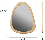 22.5" x 17.5" Irregular Wall Mirror, Natural Wooden Framed Asymmetrical Wall Mirror for Living Room Bedroom Bathroom Entryway, Modern Decorative Hanging Hook