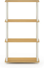 Furinno Turn-N-Tube 4-Tier Multipurpose Shelf Display Rack, Round Tubes, Blonde Maple/White