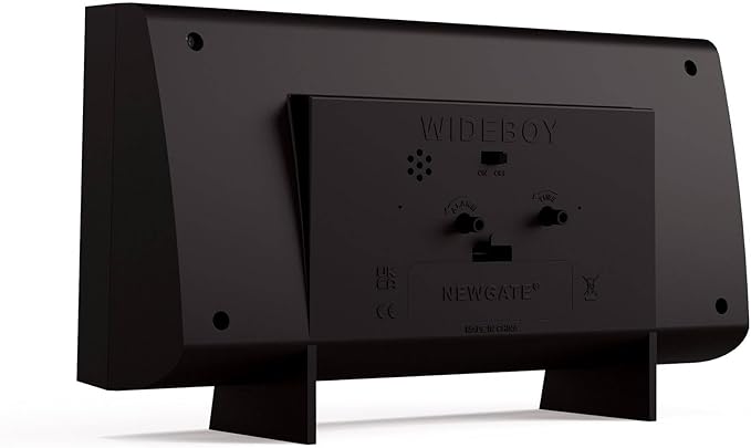NEWGATE® Wideboy Alarm Clock | Rectangular Retro Design | Black | Mid Century dial | Ideal for Bedside, Desk, Mantel or Shelf | Retro Bedroom & Office Accessory