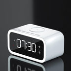 IHAO 5in1 Multi-Functional Alarm Clock with Wireless Charging 15W Fast Charger for Phone & Earbuds 3 Group Alarms, Dimmable Night Light, USB Port, Digital Clock Adjustable Light Mini Mirror QXF-805