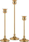 Taper Candle Holder Tall Vintage Metal Candlestick Holders Candle Stick Candelabra for Halloween Thanksgiving Christmas Holiday Wedding (Gold, 1 Set (3 pcs))