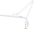 Neatfi XL LED Desk Lamp with Clamp – 2,200 Lumens, 23” Wide, Dimmable Task Light for Office, Study, Crafting & Nail Techs (Non-CCT with Clamp, White with Pink Ring)