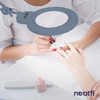 Neatfi XL Bifocal LED Magnifying Lamp – 7-Inch Acrylic Lens, 2.25x & 6X Magnification, 1,600 Lumens, Dimmable LED, Adjustable Arm, Hands-Free Close Work (Gray, with Clamp)