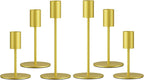 Set of 6 Gold Taper Candle Holders Candlestick Holders, Decor Candle Stick Candle Holder for Table or Mantel Centerpiece, Wedding, Dinning, Party Home Decor