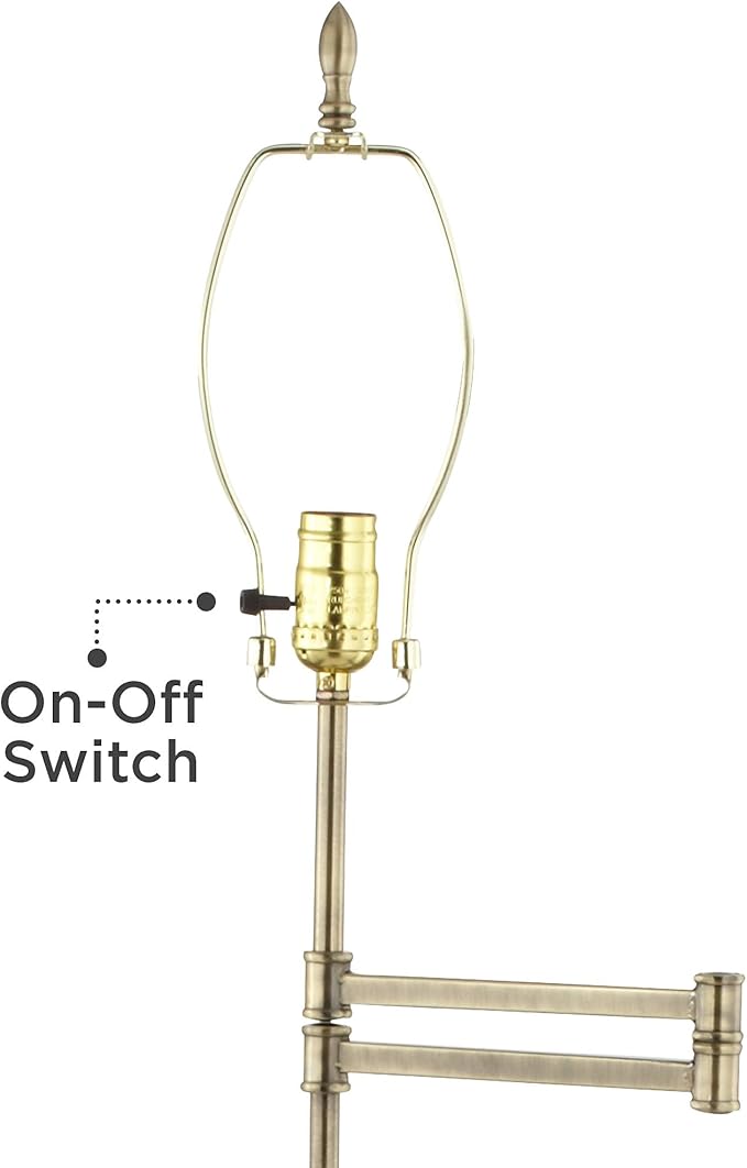 360 Lighting Westbury Traditional Floor Lamp Adjustable Height Standing Swing Arm 70" Tall Antique Brass Imperial Taupe Fabric Bell Shade Decor for Living Room Reading House Bedroom