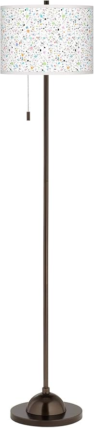Colored Terrazzo Bronze Club Floor Lamp with Print Shade