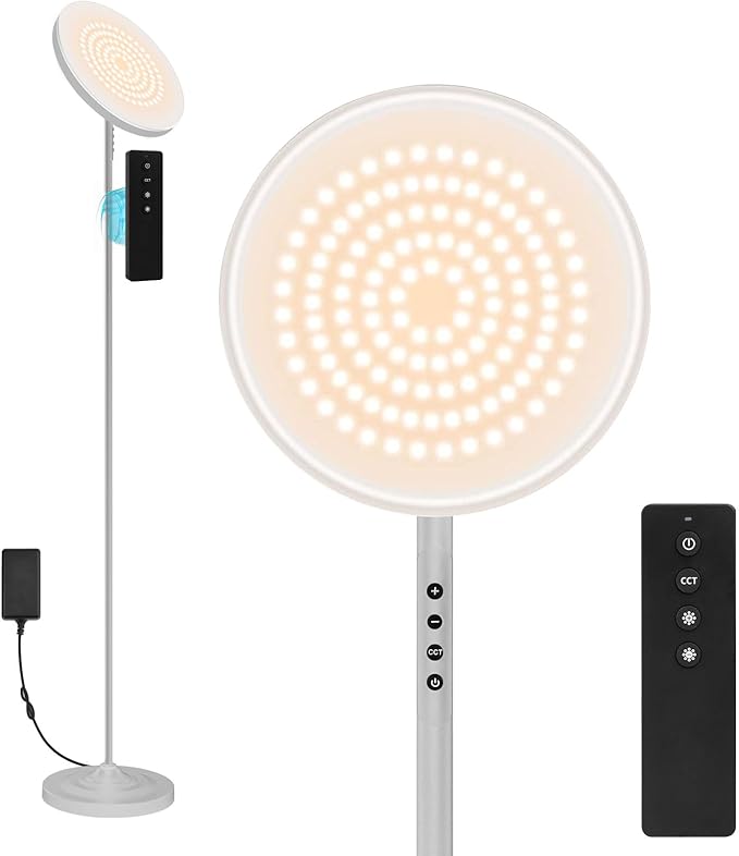 Floor Lamp, 36W/3600LM Super Bright Floor Lamp with Remote Control, Stepless Adjust Color Temperatures and Brightness, Torchiere Standing Lamp for Living Room Bedroom Office