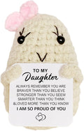 WASTIME Funny Knitted Wool Doll Toy with Positive Card - Creative Cute Mini Crochet Positive Potato Dolls Cheer Up Gift for Family Kids Friends Encouragement Decoration (B- to My Daughter)