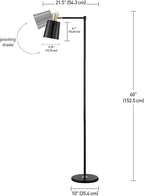 GLOBE Electric 12916 Lex 60" Floor Lamp, Black, Satin Finish, Gold Accents