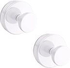 Suction Cup Hooks for Shower, Removable Towel Hooks for Bathroom Window Glass Door Wall, Bath Robe Looafh Hook for Hanging - 2 Pack, White