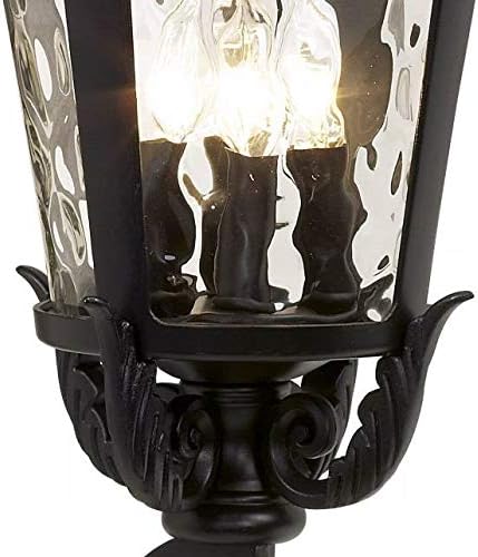John Timberland Marseille Rustic Vintage Outdoor Wall Light Fixture Textured Black Scroll 27 1/2" Hammered Glass for Exterior House Porch Patio Outside Deck Garage Yard Front Door Garden Home