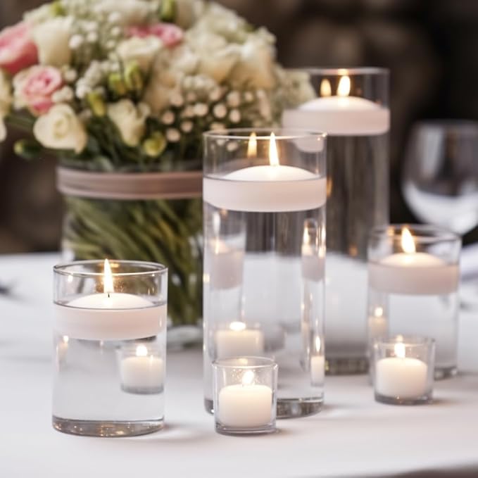 80 Pack 2 inch White Floating Candles Unscented Floating Candle for Centerpieces 5-6 Hours Burning 2” Floating Candle Bulk for Wedding Christmas