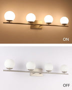 New Bathroom Vanity Light Fixtures 4 Lights Brushed Nickel Glass Shade Modern Wall Bar Sconce Over Mirror（(Exclude G9 Bulb)