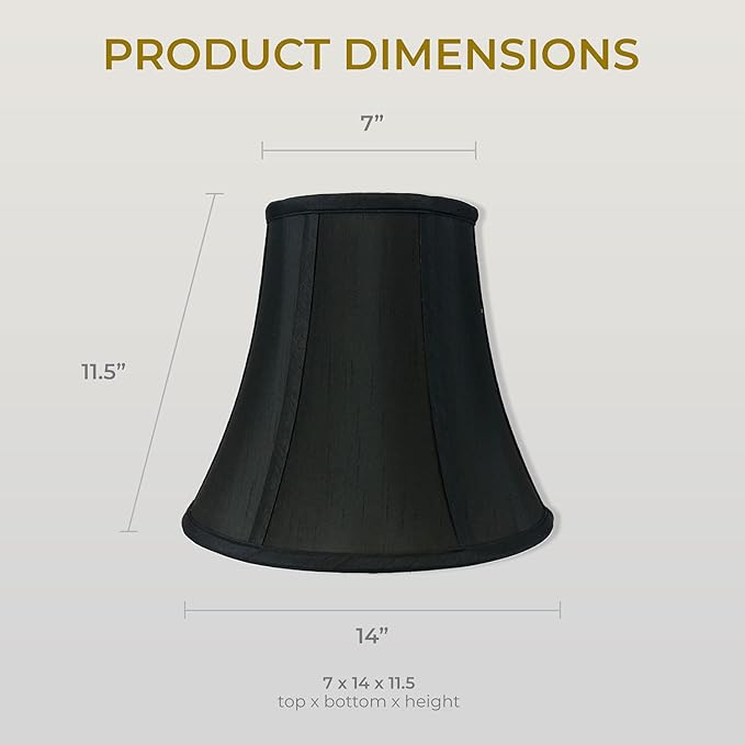 Royal Designs, Inc. BSO-704-14BLK/GL-2 True Bell Basic Lamp Shade, 7 x 14 x 11.5, Black with Gold, 2-Pack