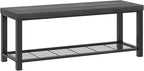 FOLUBAN Shoe Storage Bench, Modern Entryway Bench with Metal Shelf, Industrial Indoor Shoe Bench Seat for Bedroom, Hallway, Living Room, Dark Gray, 47 Inch