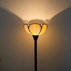 Tiffany Floor Lamp Yellow Stained Glass Tochiere Lamp Vintage 61 inches Tall Pole Standing Lamp with Foot Switch Tiffany Style Corner Light for Home Office