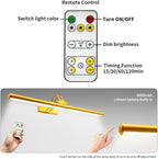 26" Wireless Picture Lights, Rechargeable Battery Art Display Light with Remote Control, Dimmable/Timer Off Dartboard Light, 3 Lighting Modes Full Metal Painting Display Lights (Gold-1 Pack)