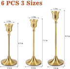 Candlestick Holders Taper Candle Holders - Gold Candlestick Holder Set of 6 Candle Stick Holders kit Classic Decorative Candle Stick for Christmas, Wedding, Party, Dinner Tables,Home Décor
