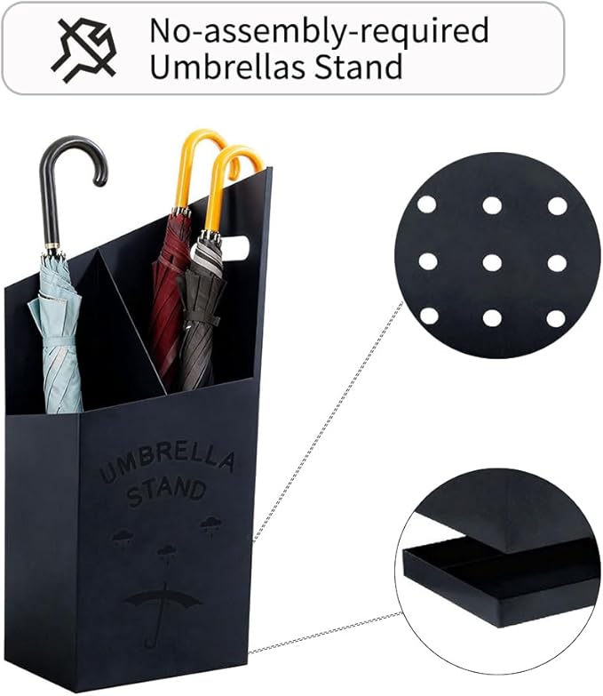 Detachable Base Umbrella Stand - Elegant Raindrop Design, Water Collection Tray, Gold/Black Finish, Durable Home & Office Organizer